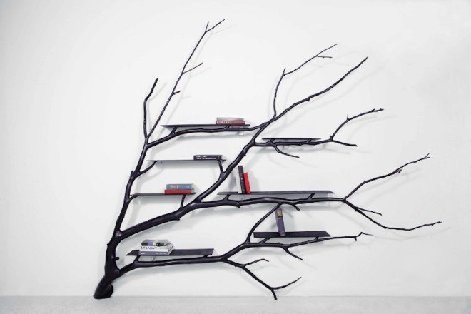 Bilbao by Sebastian Errazuriz, Bilbao bookshelf, found art, found sculpture, functional sculpture, Sebastian Errazuriz, oriental plane tree sculpture, Jequitiba wood sculpture, wood art, tree branch bookshelf, bookshelves