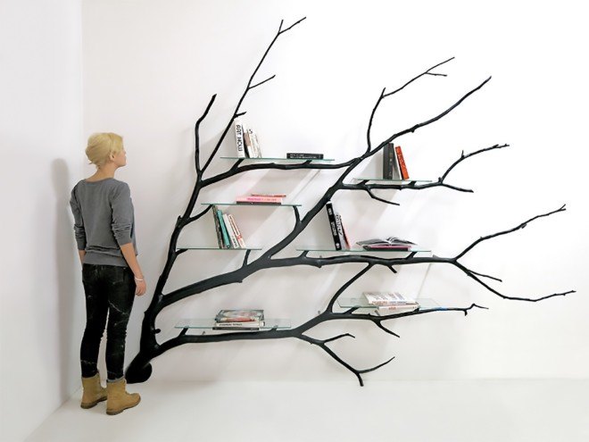 Bilbao by Sebastian Errazuriz, Bilbao bookshelf, found art, found sculpture, functional sculpture, Sebastian Errazuriz, oriental plane tree sculpture, Jequitiba wood sculpture, wood art, tree branch bookshelf, bookshelves