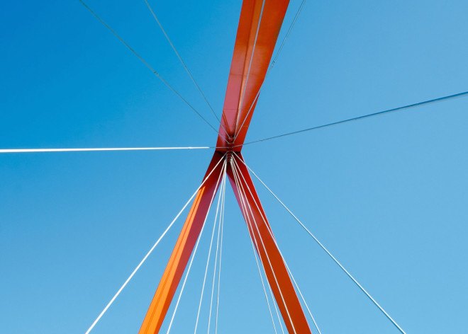 Teiknistofan Tröð, Geirsnef peninsula, bicycle bridge, pedestrian bridge, land art, Elliðaár’s estuary, Elliðaár, Iceland, Reykjavík, LEDs, pyramidal bridge, Bridges by Teiknistofan Tröð