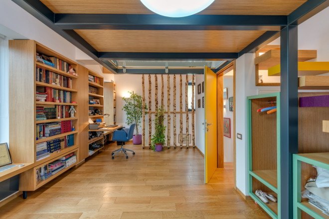 loft bedroom, in situ, ion popusoi, bucharest loft, bucharest architecture, loft architecture, loft design, modern loft, glass flooring, skylight