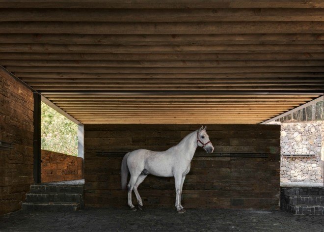 CC Arquitectos, architecture, El Mirador House, mexican architects, El Eterno estate, Valle de Bravo, Lake Avándaro, stable house, stable design, railway sleeper, old train line, rail ties, repurposed rail sleepers, stone and timber house, timber design, repurposed materials, green design, sustainable design,