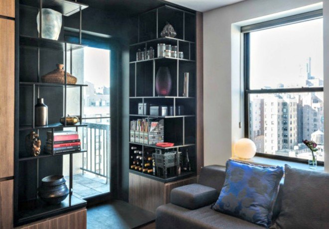 CHUA designers, tiny NYC Apartment, upper west side apartment, loft in nyc, interior design, nyc urban design, tiny apartments nyc, space saving nyc, recycled black paperstone, space saving tips, compact spaces nyc, tiny homes, green design, nyc apartments, apartment design,
