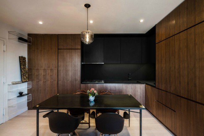 CHUA designers, tiny NYC Apartment, upper west side apartment, loft in nyc, interior design, nyc urban design, tiny apartments nyc, space saving nyc, recycled black paperstone, space saving tips, compact spaces nyc, tiny homes, green design, nyc apartments, apartment design,