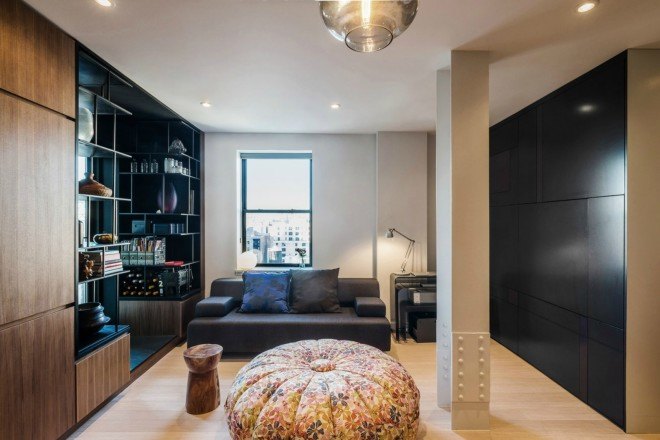 CHUA designers, tiny NYC Apartment, upper west side apartment, loft in nyc, interior design, nyc urban design, tiny apartments nyc, space saving nyc, recycled black paperstone, space saving tips, compact spaces nyc, tiny homes, green design, nyc apartments, apartment design,
