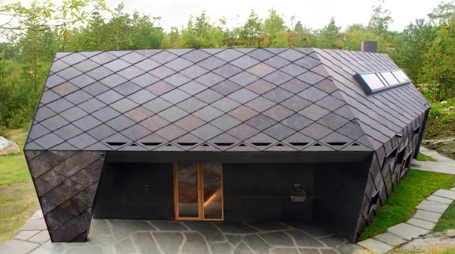 Cabin Ryfylke, Cabin Ryfylke by Pir II and Resell Arkitektur, Pir II, Resell Arkitektur, cabin, wood-burning stove, Norwegian slate, slate shingles, slate facade, weather-resistant cabin, cabin architecture, Norwegian cabin, remote cabin, acetylated wood