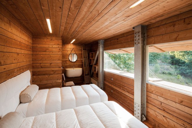 Gerês House, Carvalho Araújo, Portugal, green architecture, concrete house, timber facade, swimming pool, wooden mezzanine, natural light