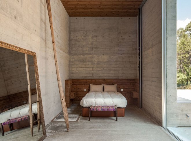 Gerês House, Carvalho Araújo, Portugal, green architecture, concrete house, timber facade, swimming pool, wooden mezzanine, natural light