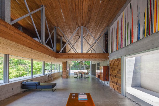 Gerês House, Carvalho Araújo, Portugal, green architecture, concrete house, timber facade, swimming pool, wooden mezzanine, natural light