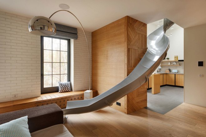 Gogolevska by Ki Design Studio, Gogolevska, Ki Design Studio, slide, slide in apartment, indoor slide, hexagon theme interior design, interior design, modern apartment, Ukraine apartment