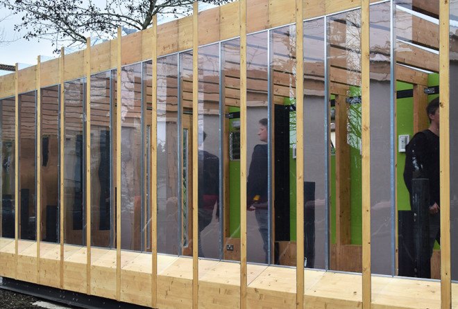 Greenhouse That Grows Legs, Greenhouse That Grows Legs by BAT Studio, BAT studio, flood defense architecture, flood resistant architecture, hydraulic lift architecture, protect architecture from flood, River Thames architecture, glue laminated timber, greenhouse, Between Art and Technology Studio