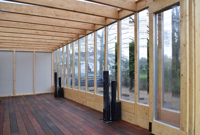 Greenhouse That Grows Legs, Greenhouse That Grows Legs by BAT Studio, BAT studio, flood defense architecture, flood resistant architecture, hydraulic lift architecture, protect architecture from flood, River Thames architecture, glue laminated timber, greenhouse, Between Art and Technology Studio