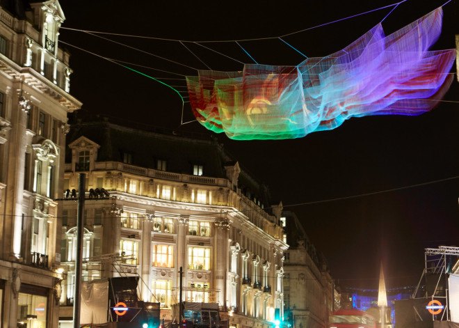janet echelman, aerial sculptures, light sculptures, 1.8, 2011 japan earthquake, japanese earthquake, tohoku earthquake, tsunami wave heights, computer assisted design, interactive art, lumiere london, london
