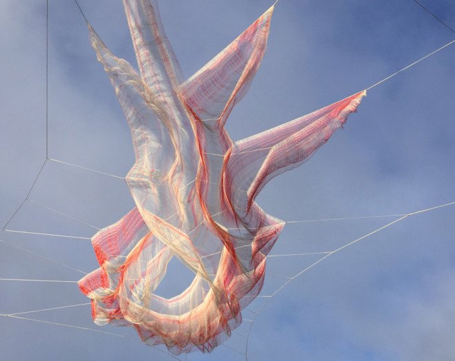 janet echelman, aerial sculptures, light sculptures, 1.8, 2011 japan earthquake, japanese earthquake, tohoku earthquake, tsunami wave heights, computer assisted design, interactive art, lumiere london, london