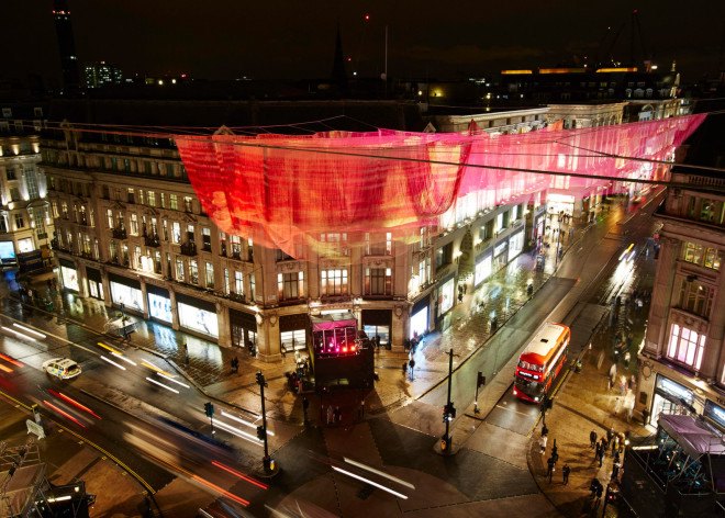 janet echelman, aerial sculptures, light sculptures, 1.8, 2011 japan earthquake, japanese earthquake, tohoku earthquake, tsunami wave heights, computer assisted design, interactive art, lumiere london, london