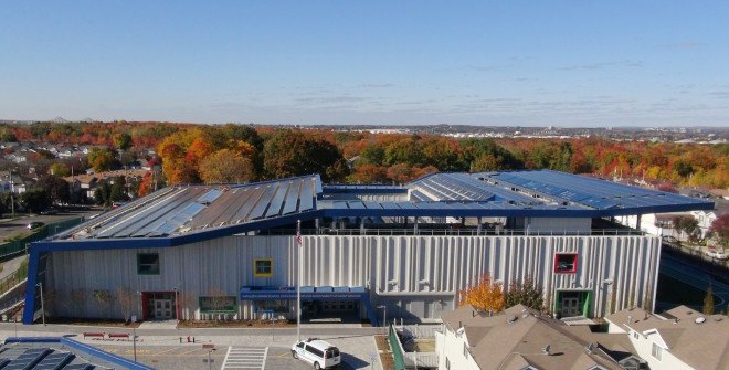 P.S. 62, Staten Island, Roger Duffy, SOM, P.S. 62 by SOM, Kathleen Grimm School of Leadership and Sustainability, Kathleen Grimm School of Leadership and Sustainability by SOM, net-zero energy, net-zero school, net-zero school NYC, net-zero elementary school, NYC first net zero school, NYC School Construction Authority, solar panels, geothermal energy, wind turbine,
