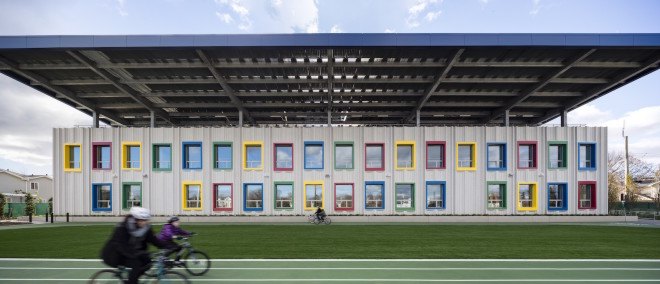 P.S. 62, Staten Island, Roger Duffy, SOM, P.S. 62 by SOM, Kathleen Grimm School of Leadership and Sustainability, Kathleen Grimm School of Leadership and Sustainability by SOM, net-zero energy, net-zero school, net-zero school NYC, net-zero elementary school, NYC first net zero school, NYC School Construction Authority, solar panels, geothermal energy, wind turbine,