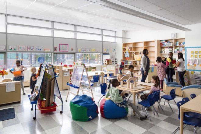 P.S. 62, Staten Island, Roger Duffy, SOM, P.S. 62 by SOM, Kathleen Grimm School of Leadership and Sustainability, Kathleen Grimm School of Leadership and Sustainability by SOM, net-zero energy, net-zero school, net-zero school NYC, net-zero elementary school, NYC first net zero school, NYC School Construction Authority, solar panels, geothermal energy, wind turbine,