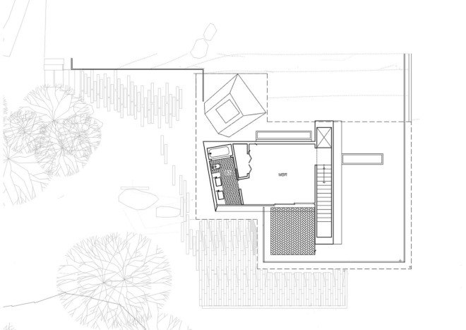 Lake house, Taylor and Miller Architecture and Design, timber wall, retaining wall, abstract design, green architecture, Massachusetts, skylights, natural light