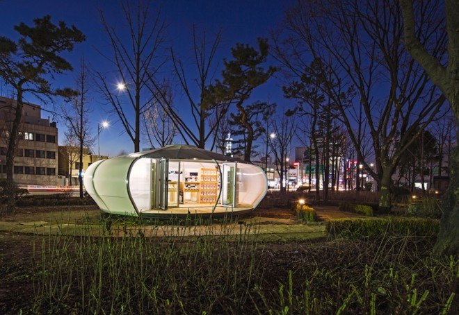 ArchiWorkshop, Mobile Library, mobile libraries, tiny library, tiny library structure, Mobile Library by ArchiWorkshop, Seoul, Seoul Innovation Park, Seoul art installations, scaffolding art installation, temporary pavilions