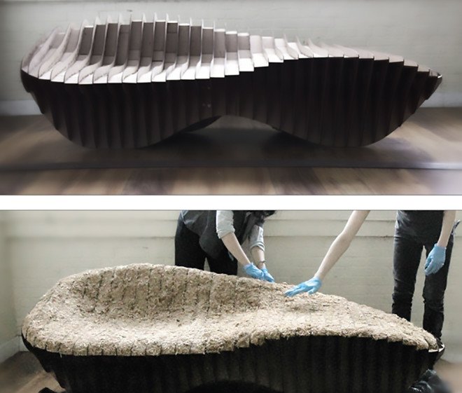 Mycoform, Mycoform by Terreform ONE, Terreform ONE, Ganoderma lucidum, Genspace, compostable furniture, green furniture, mycelium, mycelia, compostable material,
