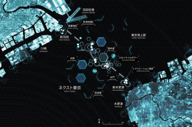 Next Tokyo, Kohn Pedersen Fox Associates, Leslie E. Robertson Associates, coastal cities, rising sea levels, climate change, green infrastructure, Hyperloop transport system, Hyperloop, eco-district, megatall building, Sky Mile Tower, algae biofuel, kinetic energy, solar power, wind turbines