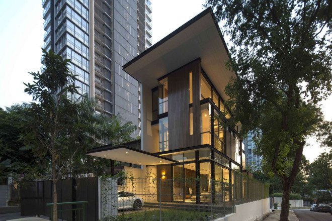 Paterson 3, Singapore, AR43 Architects, Singapore, residential architecture, timber cladding, glass facade, courtyard, green wall, natural light