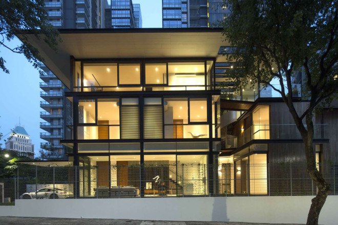 Paterson 3, Singapore, AR43 Architects, Singapore, residential architecture, timber cladding, glass facade, courtyard, green wall, natural light