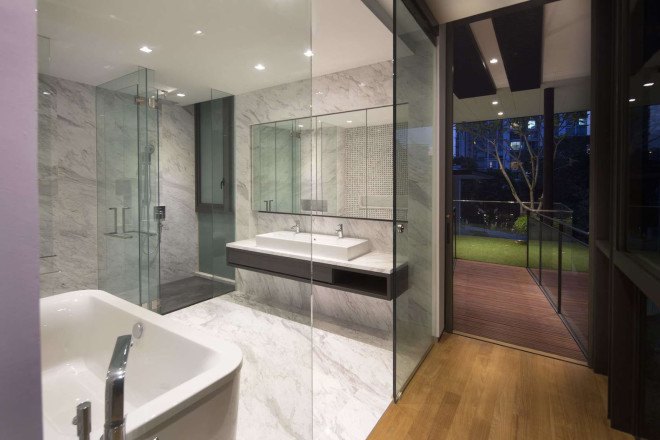 Paterson 3, Singapore, AR43 Architects, Singapore, residential architecture, timber cladding, glass facade, courtyard, green wall, natural light