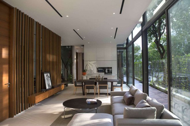 Paterson 3, Singapore, AR43 Architects, Singapore, residential architecture, timber cladding, glass facade, courtyard, green wall, natural light