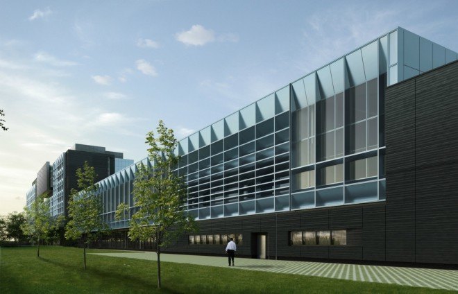 Perkins+Will, nypa building, Perkins+Will NYPA Building, largest LEED project in New York, LEED Silver, sustainable design, green design, nypd training building, New York City Police Academy, College Point, Queens,