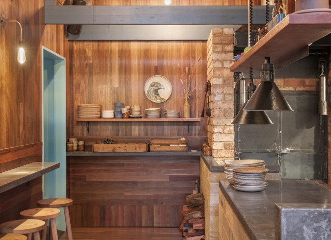 Pink Moon Saloon, Adelaide, Australia, bar and restaurant design, timber building, wooden houses, locally sourced wood, Australian wood, natural light, inner courtyard
