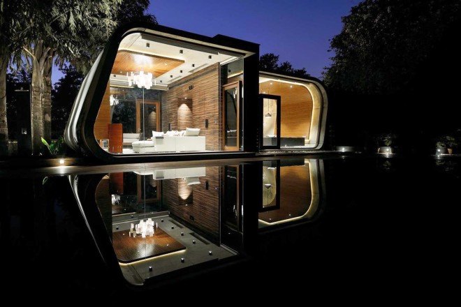 Pool House, 42mm Architecture, Poland, green architecture, swimming pool, wooden cladding, exposed concrete, concrete shell, glass facade