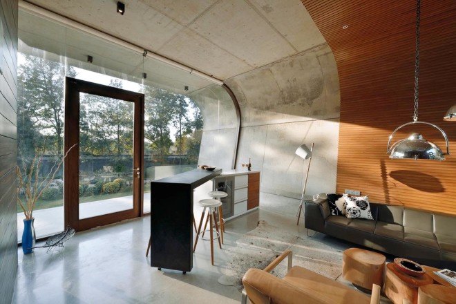 Pool House, 42mm Architecture, Poland, green architecture, swimming pool, wooden cladding, exposed concrete, concrete shell, glass facade