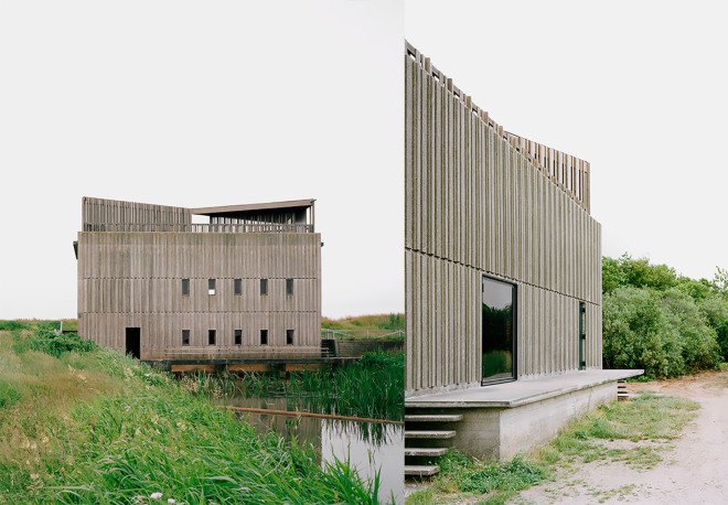 Myhrwold and Rasmussen, Johansen Skovsted Arkitekter, Skjern A by Johansen Skovsted Arkitekter, pump station, adaptive reuse, Skjern River, renovation, Brutalist architecture,