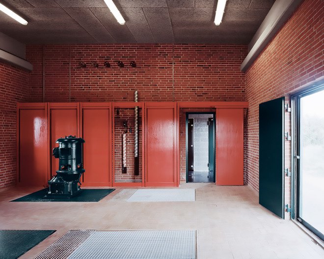 Myhrwold and Rasmussen, Johansen Skovsted Arkitekter, Skjern A by Johansen Skovsted Arkitekter, pump station, adaptive reuse, Skjern River, renovation, Brutalist architecture,
