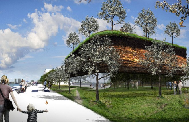 SubZero Pavilion, Floriade 2022, MVRDV expo, horticultural expo, green pavilion, rooftop greenhouse, winter garden, food production, green architecture, earth walls, green roof