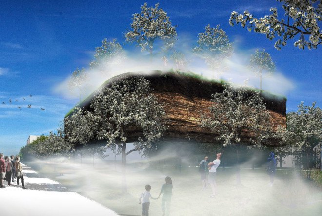 SubZero Pavilion, Floriade 2022, MVRDV expo, horticultural expo, green pavilion, rooftop greenhouse, winter garden, food production, green architecture, earth walls, green roof