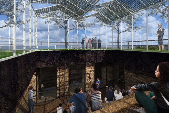 SubZero Pavilion, Floriade 2022, MVRDV expo, horticultural expo, green pavilion, rooftop greenhouse, winter garden, food production, green architecture, earth walls, green roof