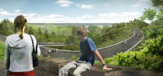 The Hills on Governors Island, Governor's island park, nyc parks, nyc green space, new parks nyc, Slide Hill, discovery hill, Governors Island Park and Public Space Master Plan, nyc green area, urban design, West 8 Architects, green space, Governors Island, Governors Island Park, Slide Hill, 48 foot slide,