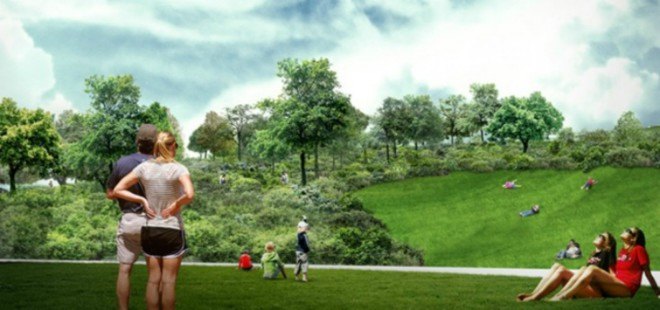 The Hills on Governors Island, Governor's island park, nyc parks, nyc green space, new parks nyc, Slide Hill, discovery hill, Governors Island Park and Public Space Master Plan, nyc green area, urban design, West 8 Architects, green space, Governors Island, Governors Island Park, Slide Hill, 48 foot slide,