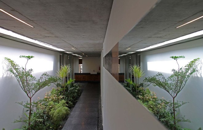 The Walls and Vaults House, India architecture, LIJO.RENY.architects, passive cooling, passive house, stone walls, granite, green architecture, multi-generational home, tropical plants