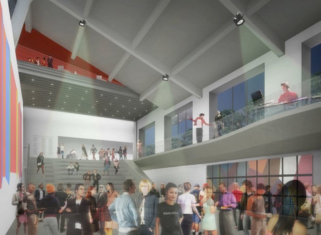 Diller Scofidio + Renfro, UC Berkeley Art Museum Pacific Film Archive, California, metal cladding, Toyo Ito, museum space, art galleries, multi-use space, peroformance space, outdoor plaza, green addition