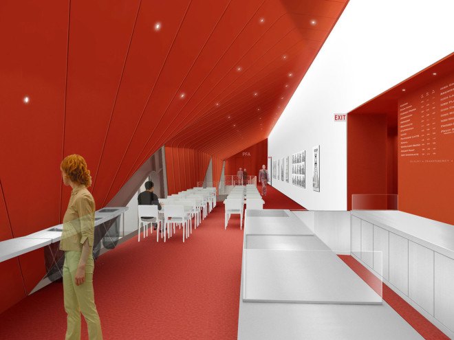 Diller Scofidio + Renfro, UC Berkeley Art Museum Pacific Film Archive, California, metal cladding, Toyo Ito, museum space, art galleries, multi-use space, peroformance space, outdoor plaza, green addition