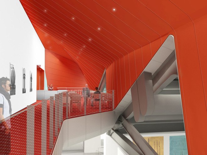 Diller Scofidio + Renfro, UC Berkeley Art Museum Pacific Film Archive, California, metal cladding, Toyo Ito, museum space, art galleries, multi-use space, peroformance space, outdoor plaza, green addition