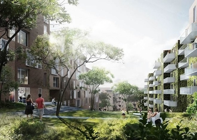 Schmidt Hammer Lassen Architects, Aarhus, Denmark, residential architecture, green spaces, public garden, Dokk1, brick architecture, brick masonry, landscape architecture, roof terraces, green architecture