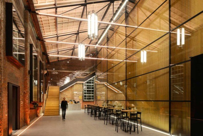Van Dongen-Koschuch, renovated docklands building, Theatre De Kampanje, Den Helder, The Netherlands, Frits van Dongen and Patrick Koschuch, renovated theatre, Willemsoord