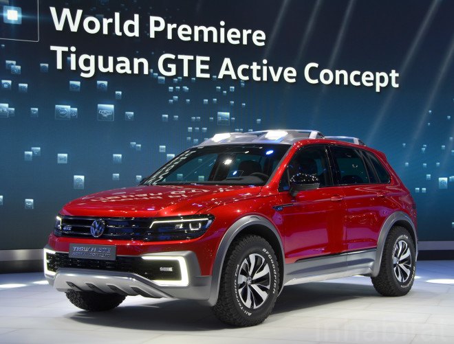 vw, vw tiguan, vw tiguan gte active concept, vw plug-in hybrid, 2016 detroit auto show, detroit auto show, volkswagen, plug-in hybrid, electric car, electric motor, green car, green transportation