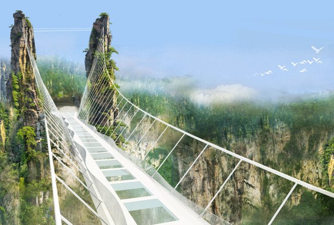 longest glass-bottom bridge, glass bridge, extreme structures, China, extreme architecture, Haim Dotan, bridge design