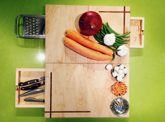Swiss Army Knife cutting board, The Ultimate Cutting Board, kickstarter, healthy eating, home cooking, cooking tools, cutting board, reader submission