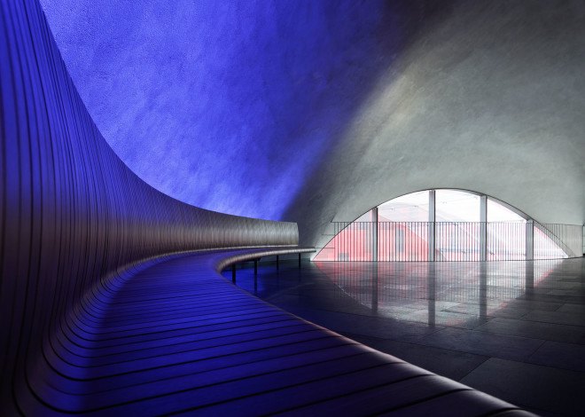 k/o design studio, japanese architecture, tokyo architecture, Kanagawa, facade, facade design, metal sheet facade, japan, school, curved building, curved interior, curved walls, cladding